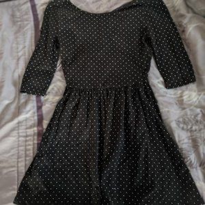 Black Skater Dress Bongo Polka Dots Size S
